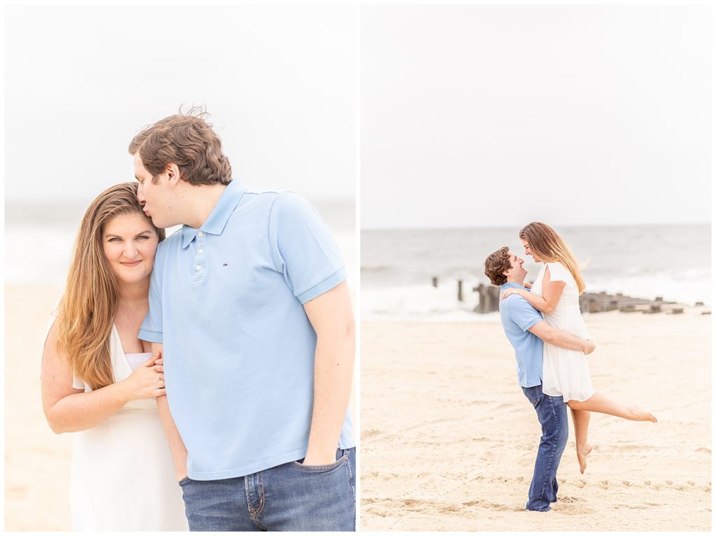 Photo of NJ Engaged Couple during engagement session at Pier Village with NJ Wedding Photographer Diana and Korey Photo and FIlm