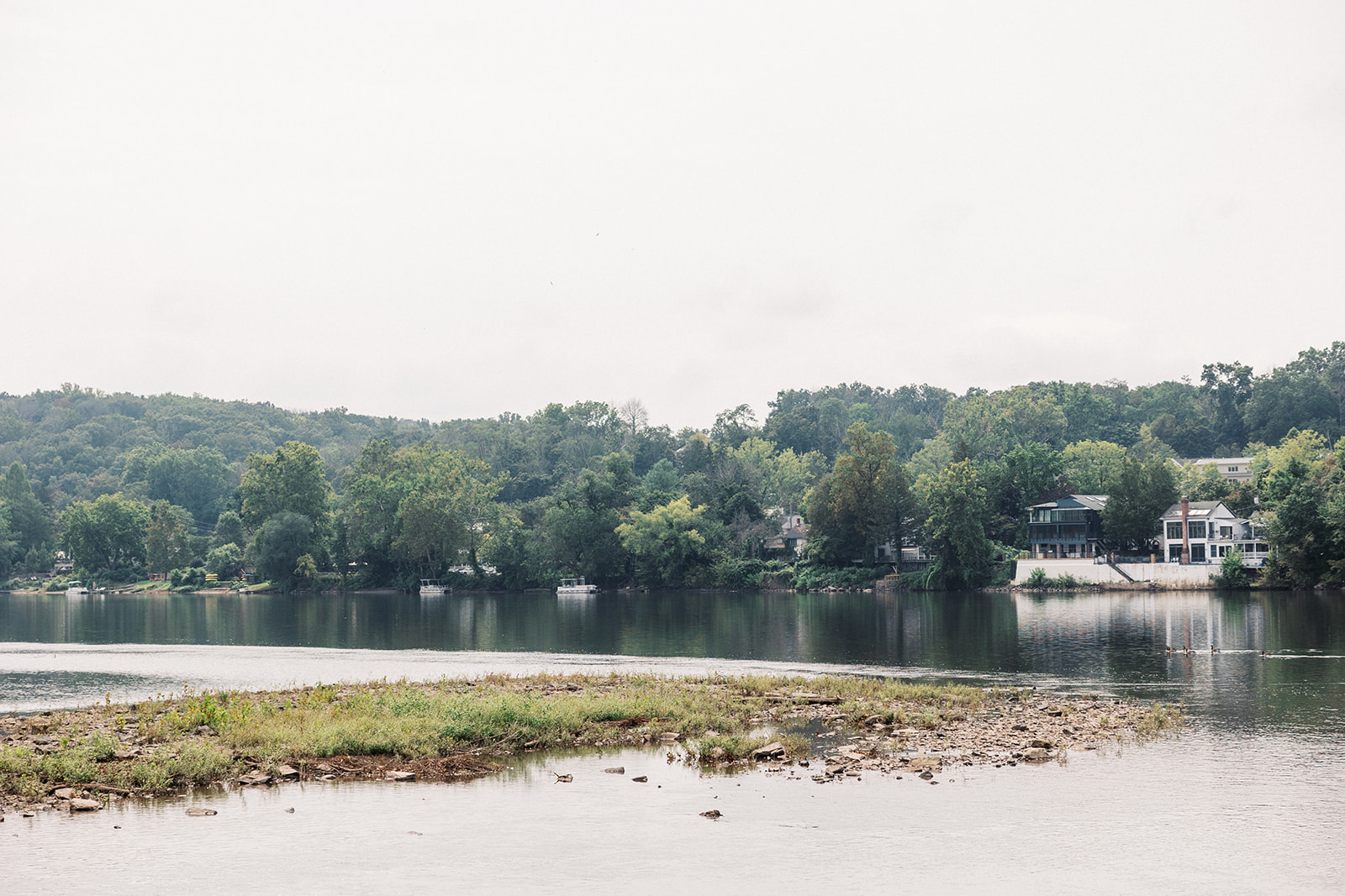 Wide look at the river outside the Lambertville Station Wedding venue